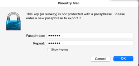 Create passphrase.