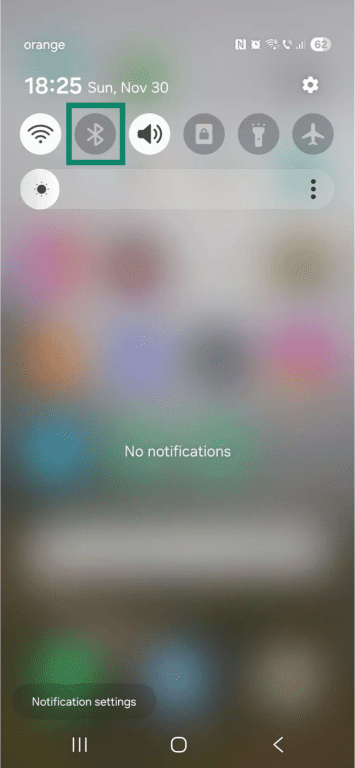 Android home screen with the notifications window swiped down. The
