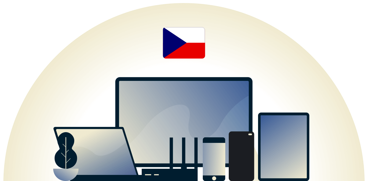 VPN de la Rep&uacute;blica Checa protegiendo diversos dispositivos.